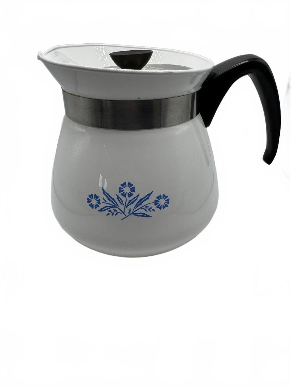 Vintage Corning Ware Cornflower Blue 2 Qt Coffee Pot Teapot w Lid P-104 USA